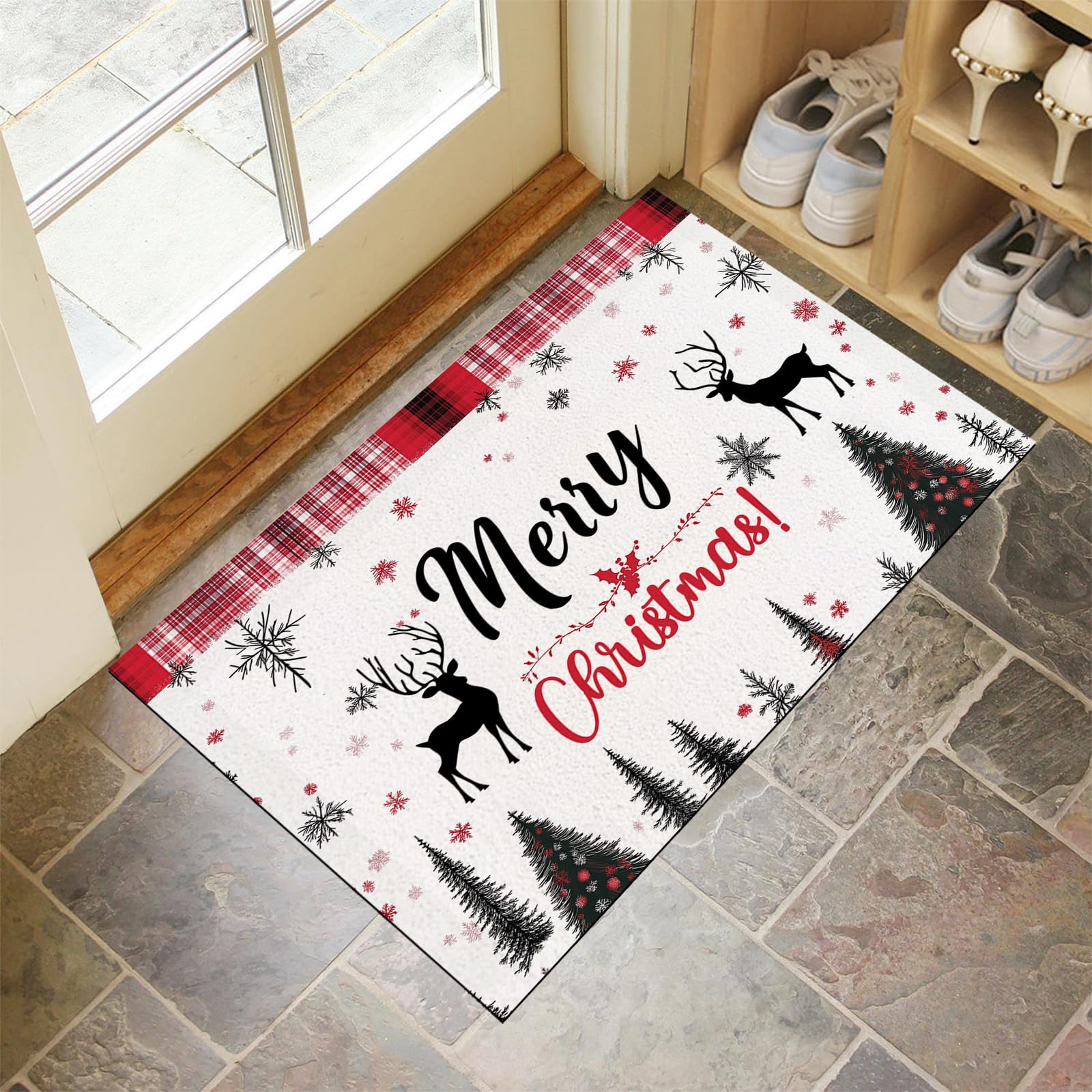 Tapis de porte extérieur de Noël 60x90 cm pour garder un couloir propre