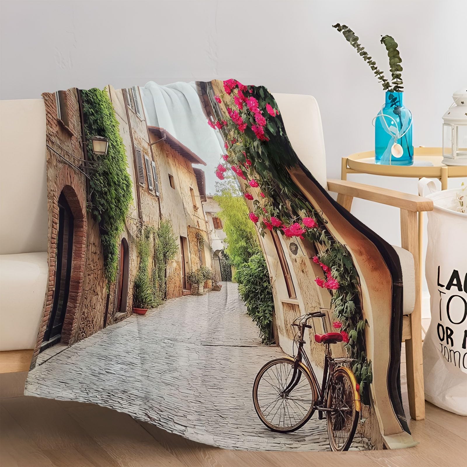Koc flanelowy 180 x 200 cm, do fotografii, ulicy, roweru, koc z nadrukiem 3D, koc na sofę, koc wełniany, koc do klimatyzacji, do salonu i sypialni