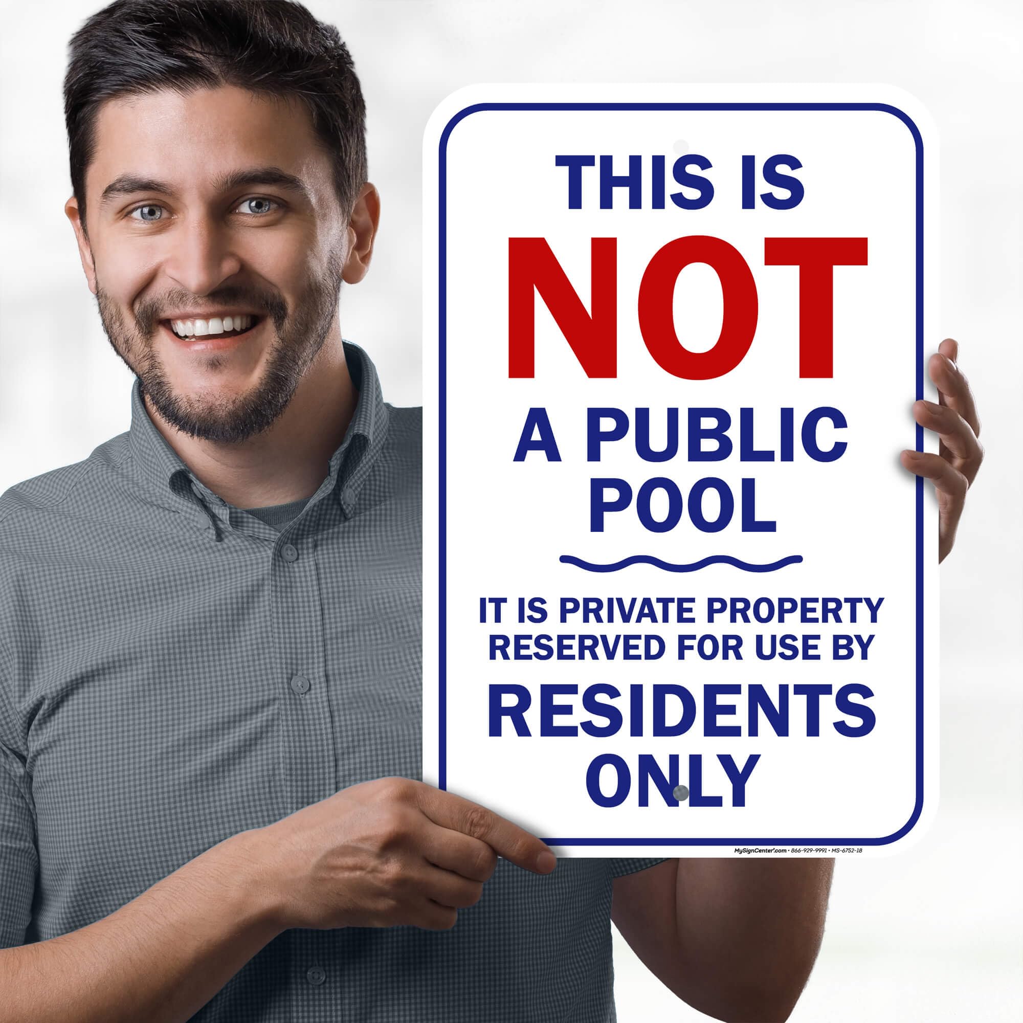 This Is Not A Public Pool - It Is Private Property Reserved For Use By Residents Only Sign, 12x18 Inches, Rust Free .063 Aluminum, Fade Resistant, Made in USA by My Sign Center