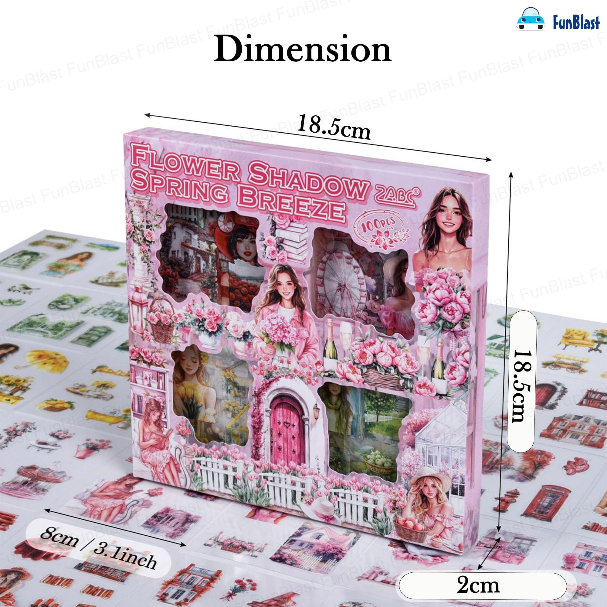 FunBlast Self Adhesive 640Pcs /100 Sheets, Flowers Bloom in All Seasons Stickers, Retro Decorative Sticker's for Scrapbook, Japanese Style Sticker's for Project, Journals, Scrapbooking (Spring) 1