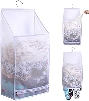 Vista 1 de Bolsas de lavandería plegables de malla transpirable para colgar, secado rápido, portátil, ahorro de espacio, cesta de lavandería para dormitorio