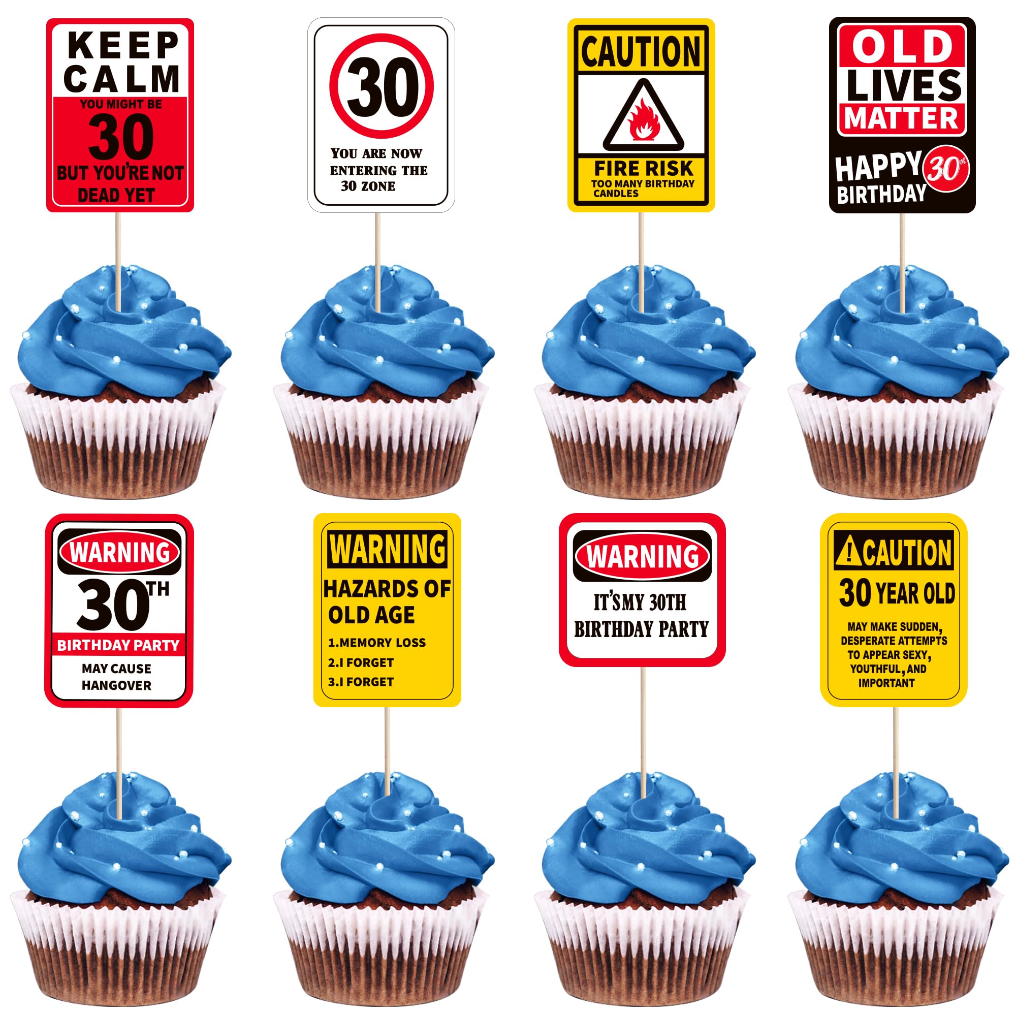 40 PCS Happy 30th Birthday Cupcake Toppers Cheers to 30 Years Bruh I'm 30 Cupcake Picks Speed Limit 30 It's My 30th Birthday Cake Decorations for