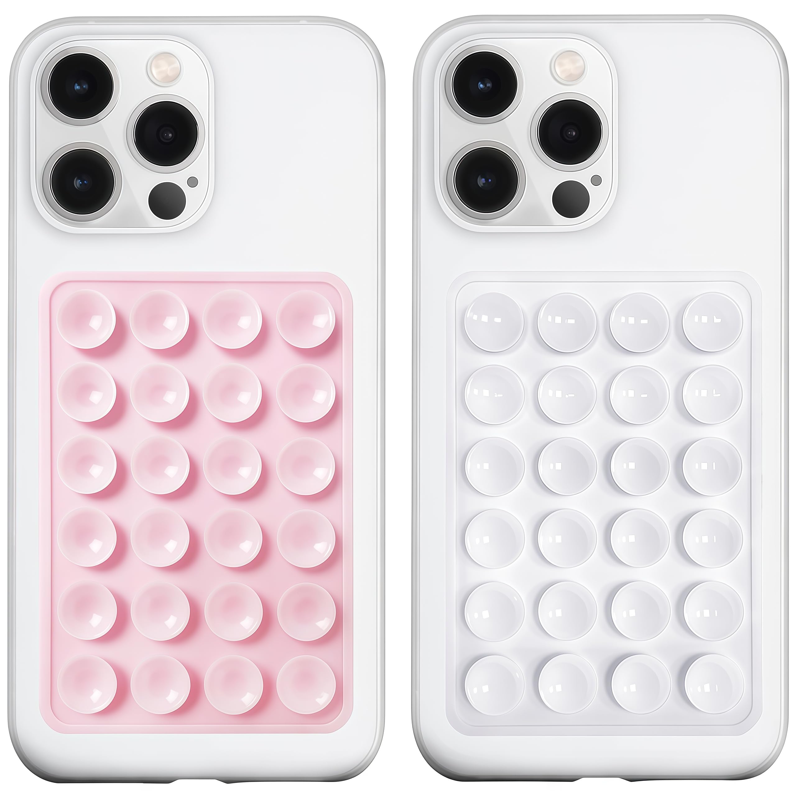 Anteel 2 Pack Silicone Suction Phone Case Mount, Silicon Adhesive Phone Grip for Smartphones, Hands-Free Mirror Shower Phone Holder for Selfies, Tiktok Videos (LightPink&White)-image-34