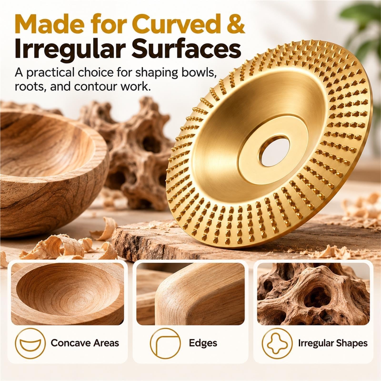 Juego de 3 Discos de Talla de Madera 100mm para Amoladora Angular