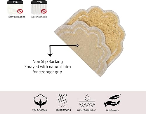 Miniatura 7 de Home Weavers Allure Collection - Alfombra de baño 100% algodón, suave y absorbente, antideslizante, lavable a máquina, tapete de baño para suelo de