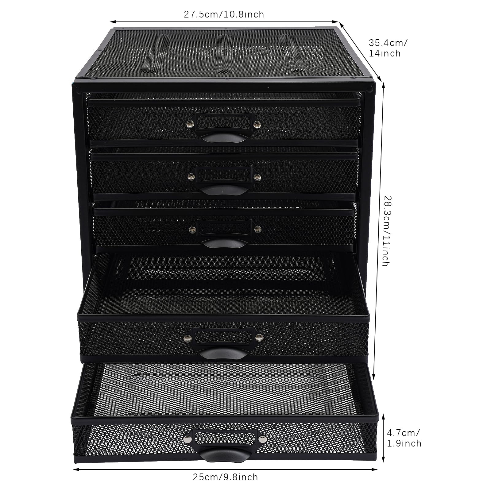 Organizer da scrivania in ferro a 5 livelli, nero, portata 15 kg, antiscivolo, per ufficio e casa