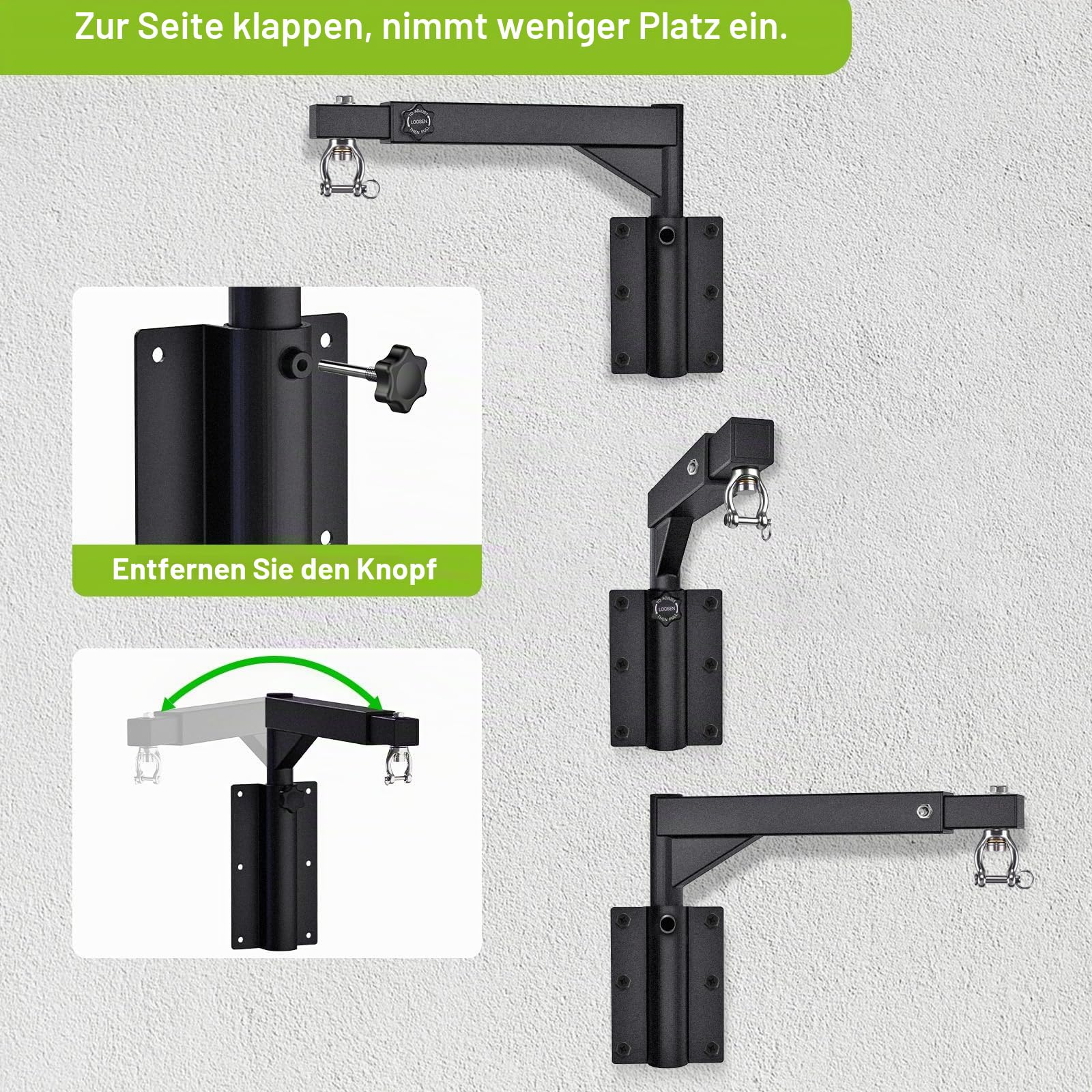 Dolibest Boxsack Wandhalterung, 360 Schwenkbar Boxsack Halterung Klappbar Boxsackhalter Stehend Verstellbar Schwere Aufhängung von 44-64cm Länge & 33-45cm Höhe, Bis 113-227kg