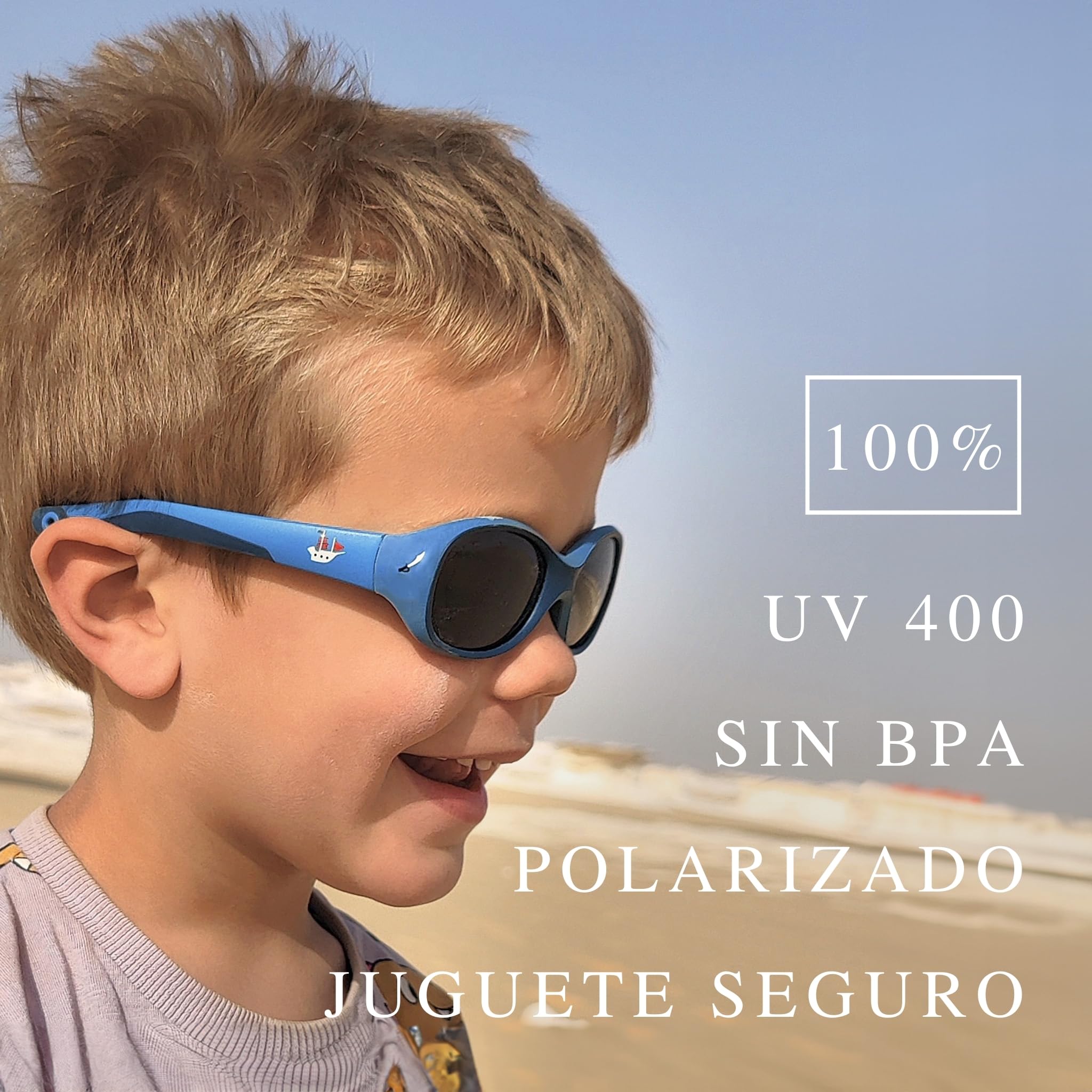 ActiveSol gafas de sol | NIÑO | 100% protección UV 400 | polarizadas | irrompibles, de goma flexible | 2-6 años | 22 gramos | Pirata