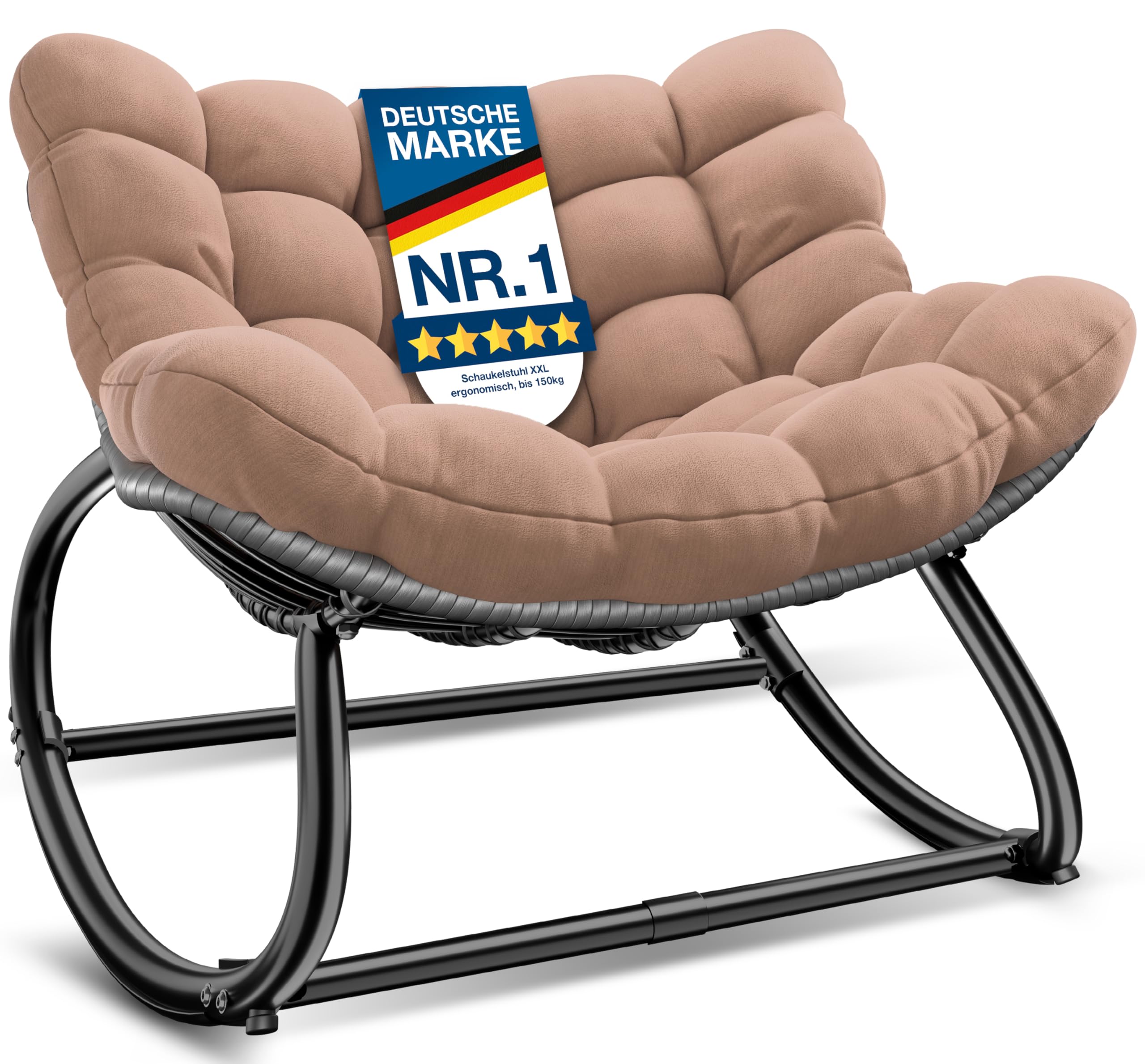 KESSER Mecedora ergonómica para interior y exterior, carga máxima de 120 kg, sillón relax con pies antideslizantes, resistente a la intemperie
