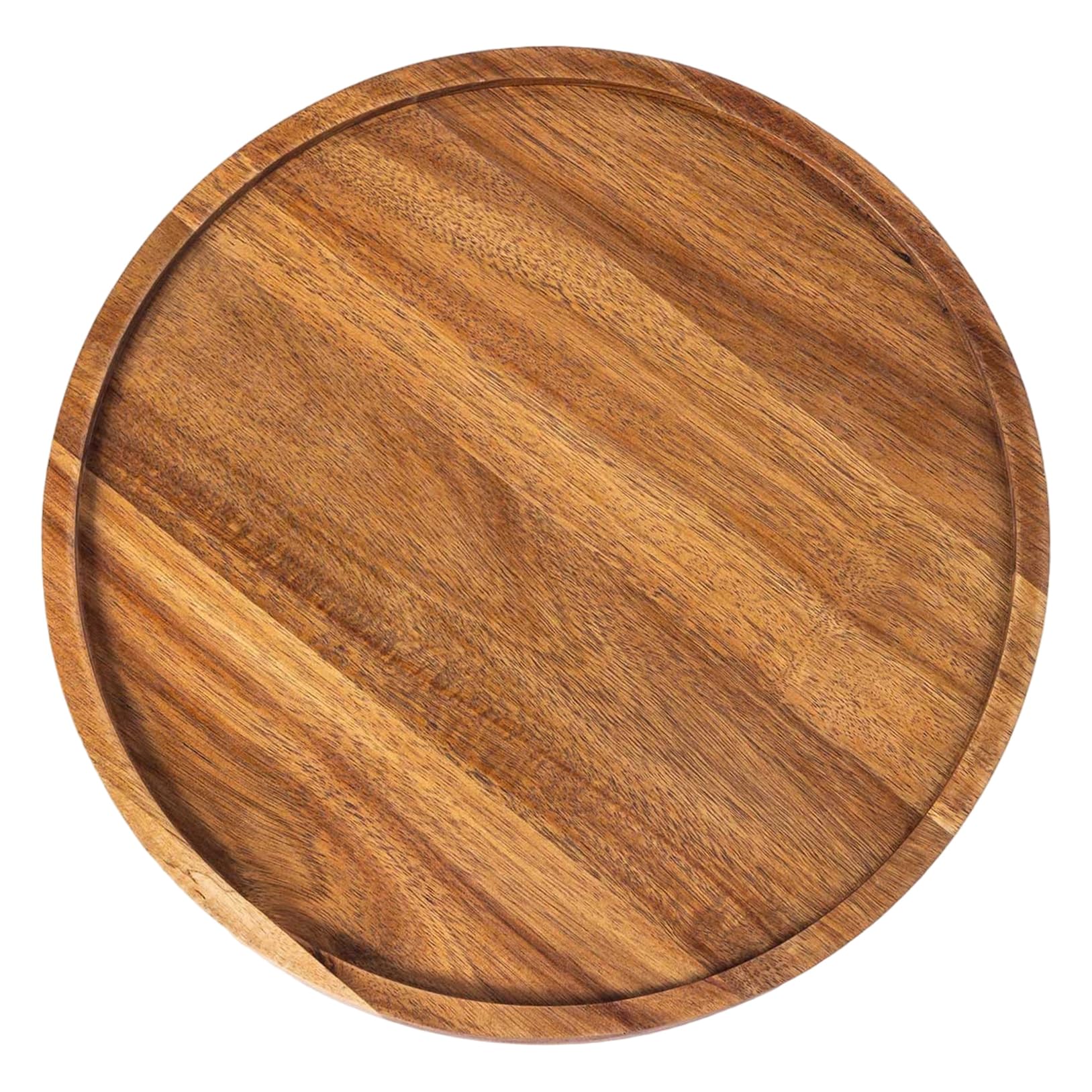 Ameble Serving Board 15 Inch Round Wooden Tray, Rustic Charcuterie Board Easy Clean Platter for Cheese Snack Dessert