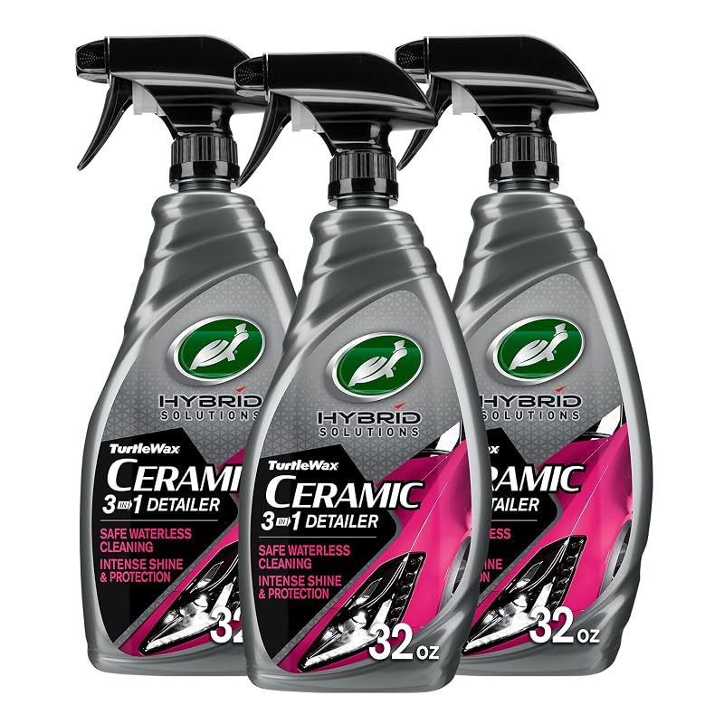 Turtle Wax Hybrid Solutions Ceramic Detailer 3 em 1 para Limpeza, Brilho e Proteção Automotiva, Kit com 3 Frascos de 960 mL