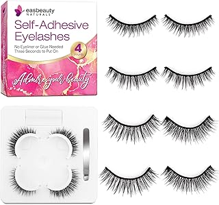 Self Adhesive Eyelashes, 8PCs False Eyelashes Natural Look, Reusable Adhesive Eyelashes, Self Adhesive Eyelashes Reusable Self Sticking, No Glue Eyelashes, False Lashes Natural Look for Women