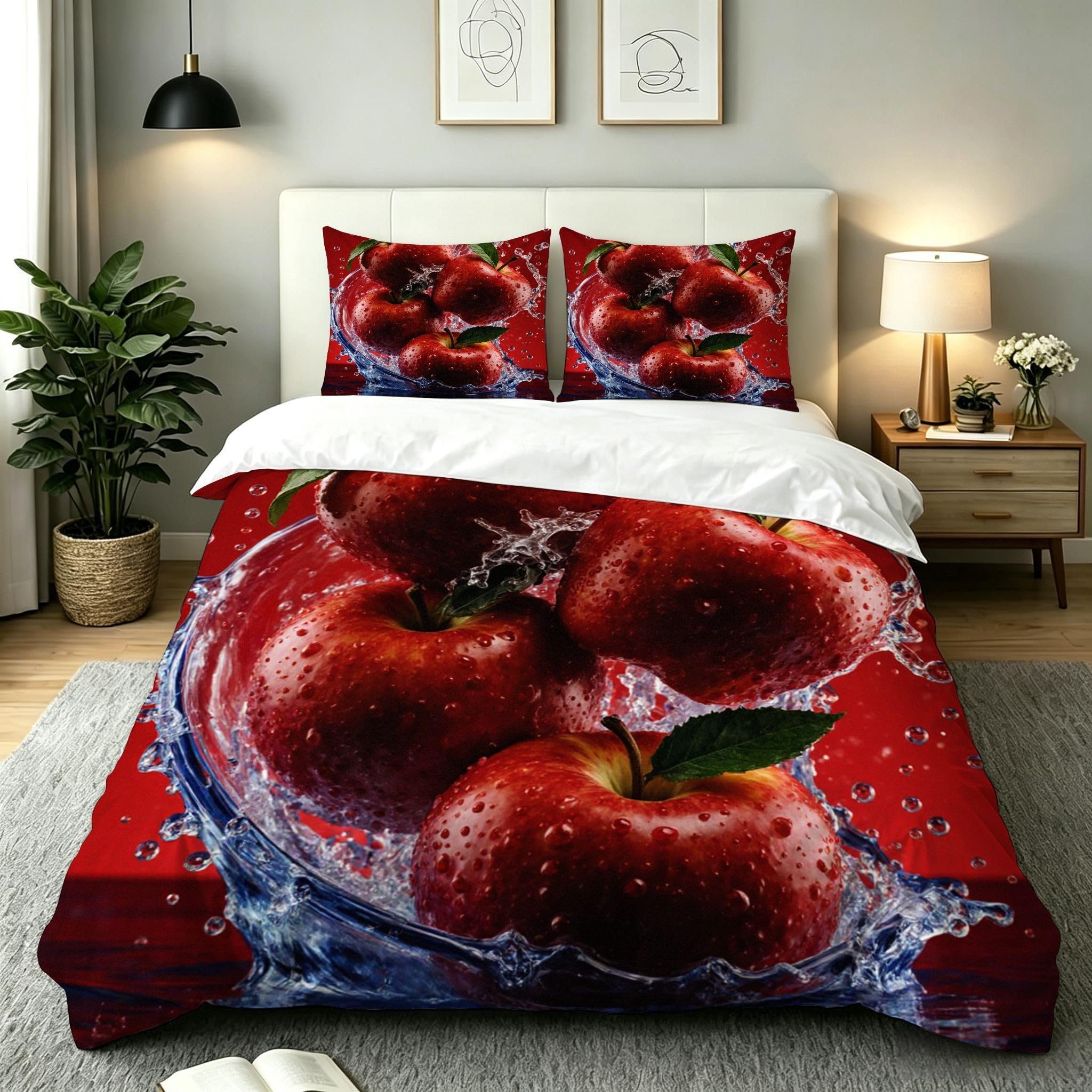 Housse de couette 140x200 fruits rouges : la solution textile zippée anti-repassage pour lit enfant