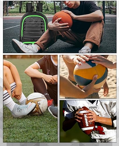 Miniatura 7 de Mochila de baloncesto para hombres y mujeres con compartimento para pelotas y zapatos, capacidad de 30 L, ligera, transpirable, para niños y niñas,