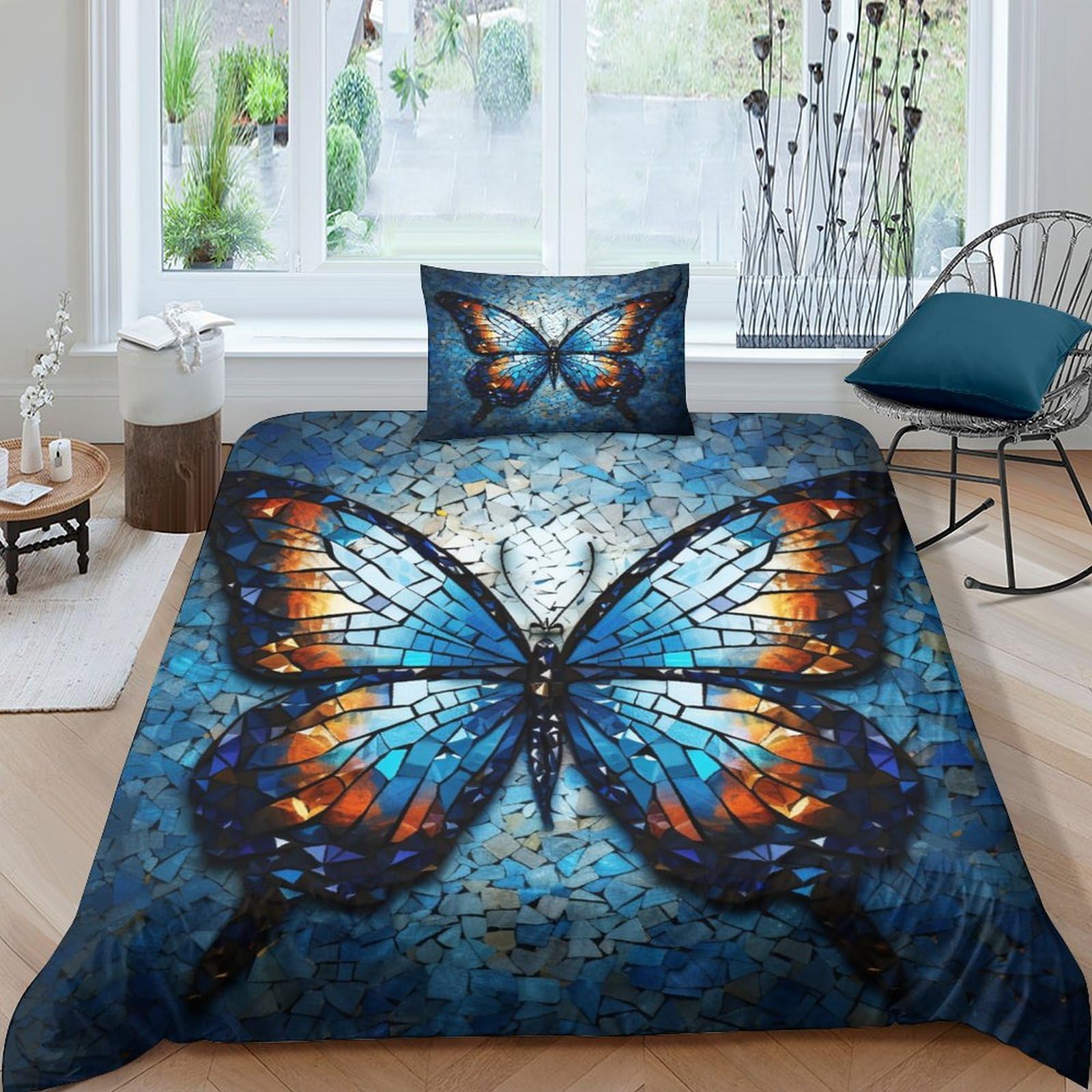 Parure de lit facile d'entretien housse de couette papillon 3D