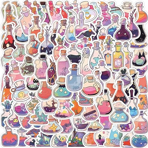 Miniatura 5 de Calcomanías mágicas de poción mágica, 100 calcomanías de boticario de Halloween, tamaño pequeño, para botella de agua, calcomanías de vinilo