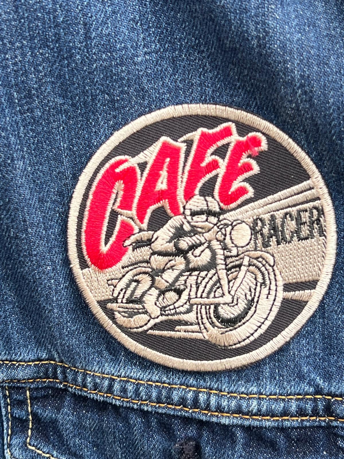 Lot 3 Écussons Brodé Café Racer - Patch Moto Thermocollant Ou à Coudre, Style Vintage Brit Bike Noir/Argent
