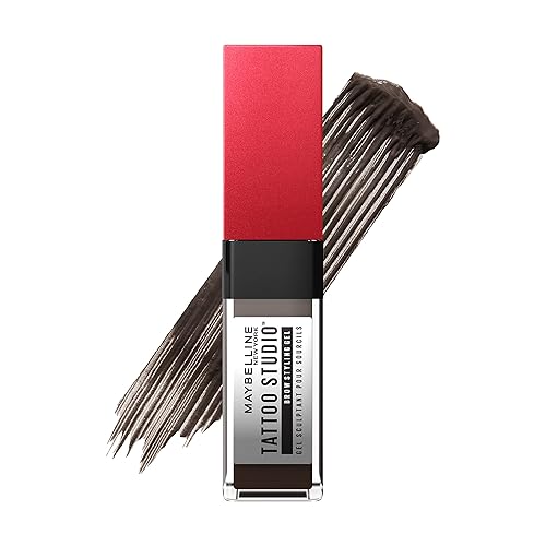 Maybelline Tattoo Studio - Gel para peinar cejas, maquillaje impermeable para cejas, tinte de cejas para hasta 36 horas de uso, negro y marrón, 1