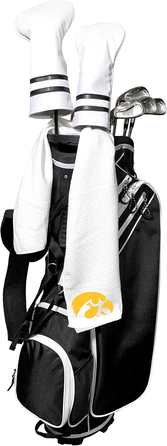 Team Golf NCAA NCAA Microfiber Towel - 16" X 40" (White) with Carabiner Clip, Premium Microfiber with Deep Waffle Pockets- Superior Water Absorption and Quick Dry Golf Cleaning Towel
