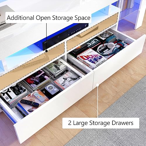 Miniatura 3 de Uspeedy Soporte de TV de 70 pulgadas para TV de 7580 pulgadas, moderno soporte de TV LED para sala de estar, soporte de TV negro, centro de