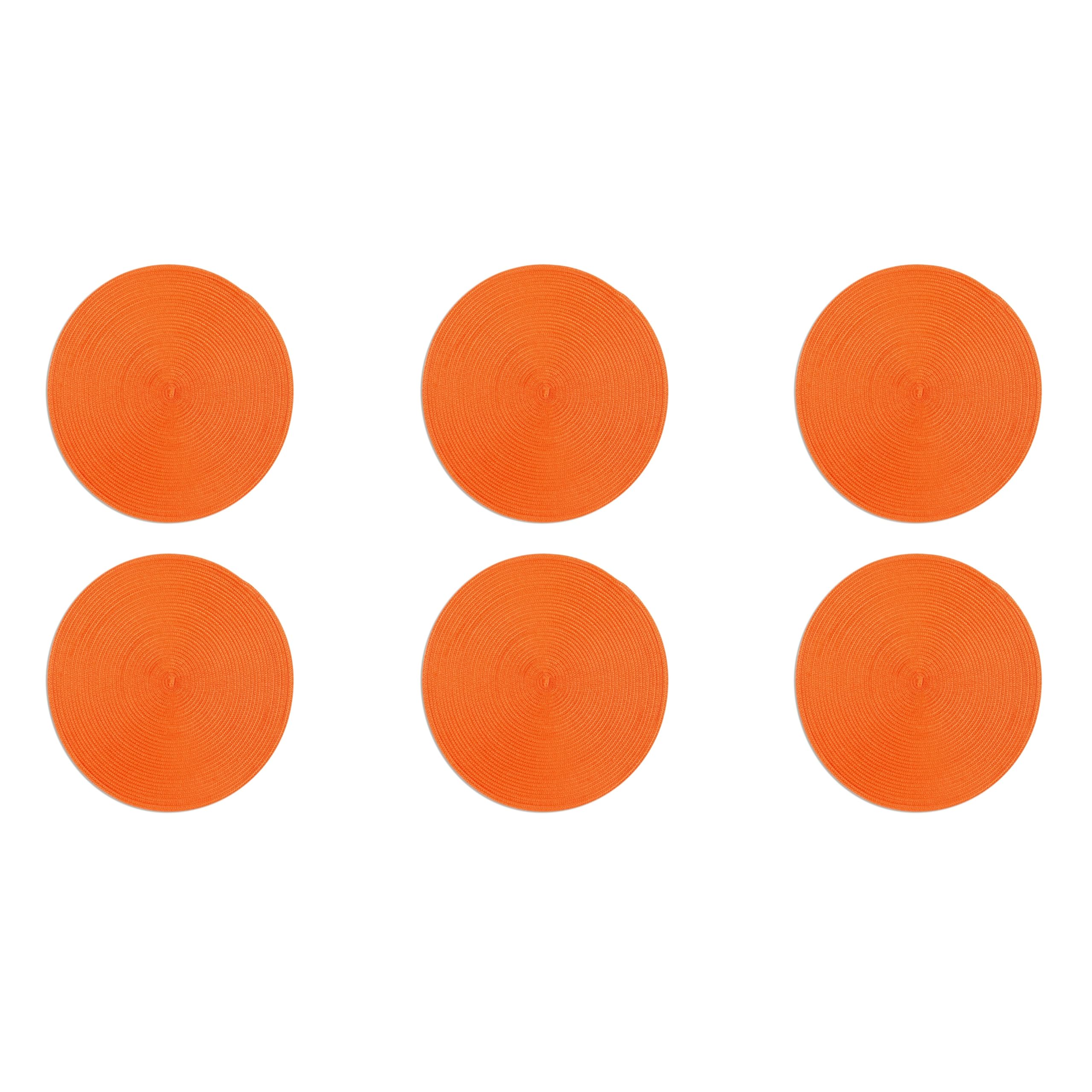 Excelsa Round Set de 6 sets de table ronds, plastique PP, 36 cm (orange)