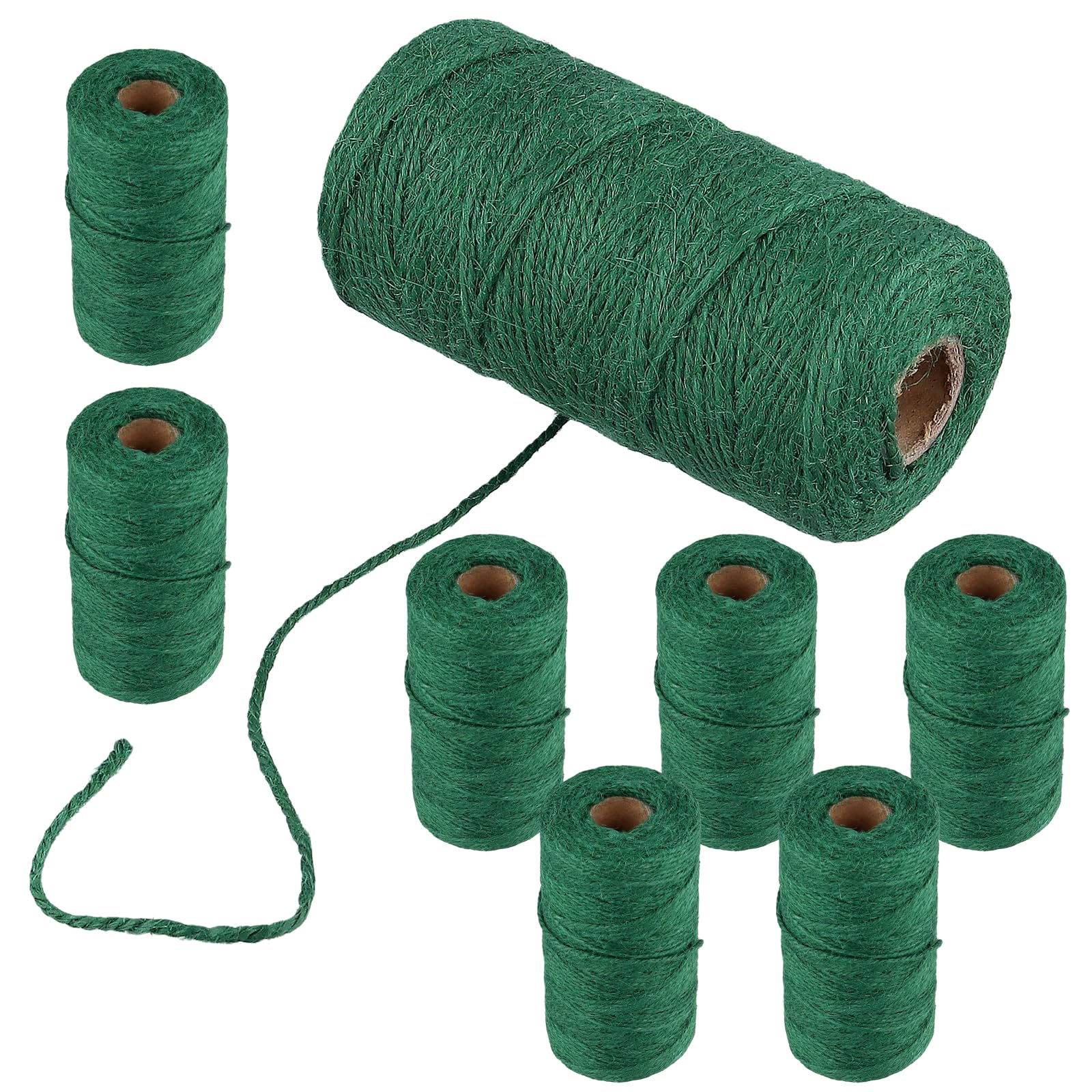 HONYUET 8 Rolls 328 Feet Green Jute Garden Twine, 100 m x 2 mm Garden String