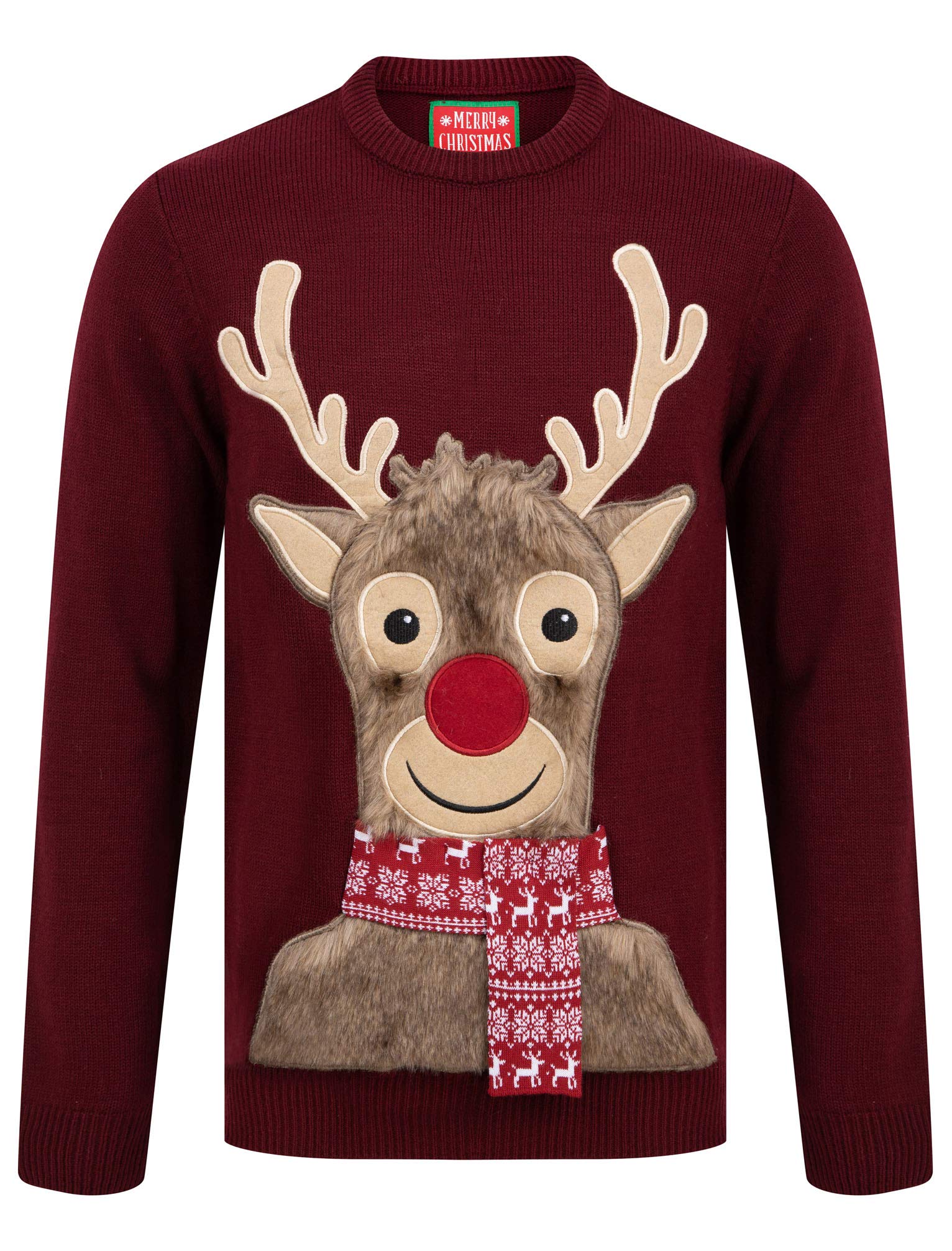Tokyo Laundry - Merry Christmas Sleepy Reindeer Xmas Jumper - Oxblood - L
