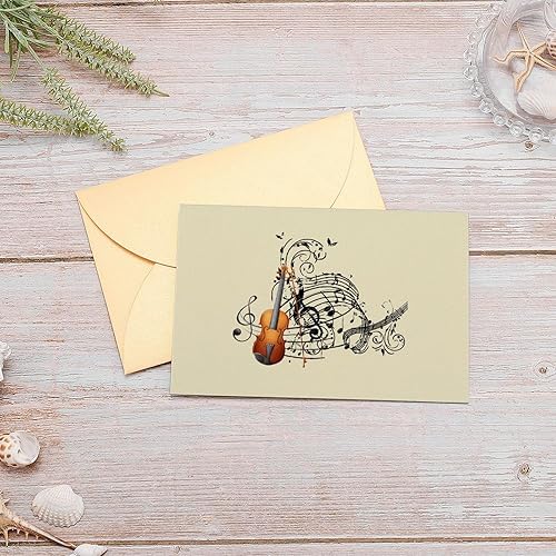 Miniatura 6 de Tarjetas de felicitación de notas musicales para violín, Navidad, día de San Valentín, día del padre, tarjetas de graduación y sobres
