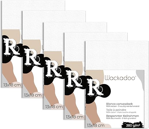 Wackadoo ART 2er Set Leinwand zum Bemalen 40x40 cm Leinwand aus 100% Baumwolle ist umlaufend gespannt auf FSC® Holz Keilrahmen mit 17mm Stärke, 380g/m², 2-fach weiß grundiert