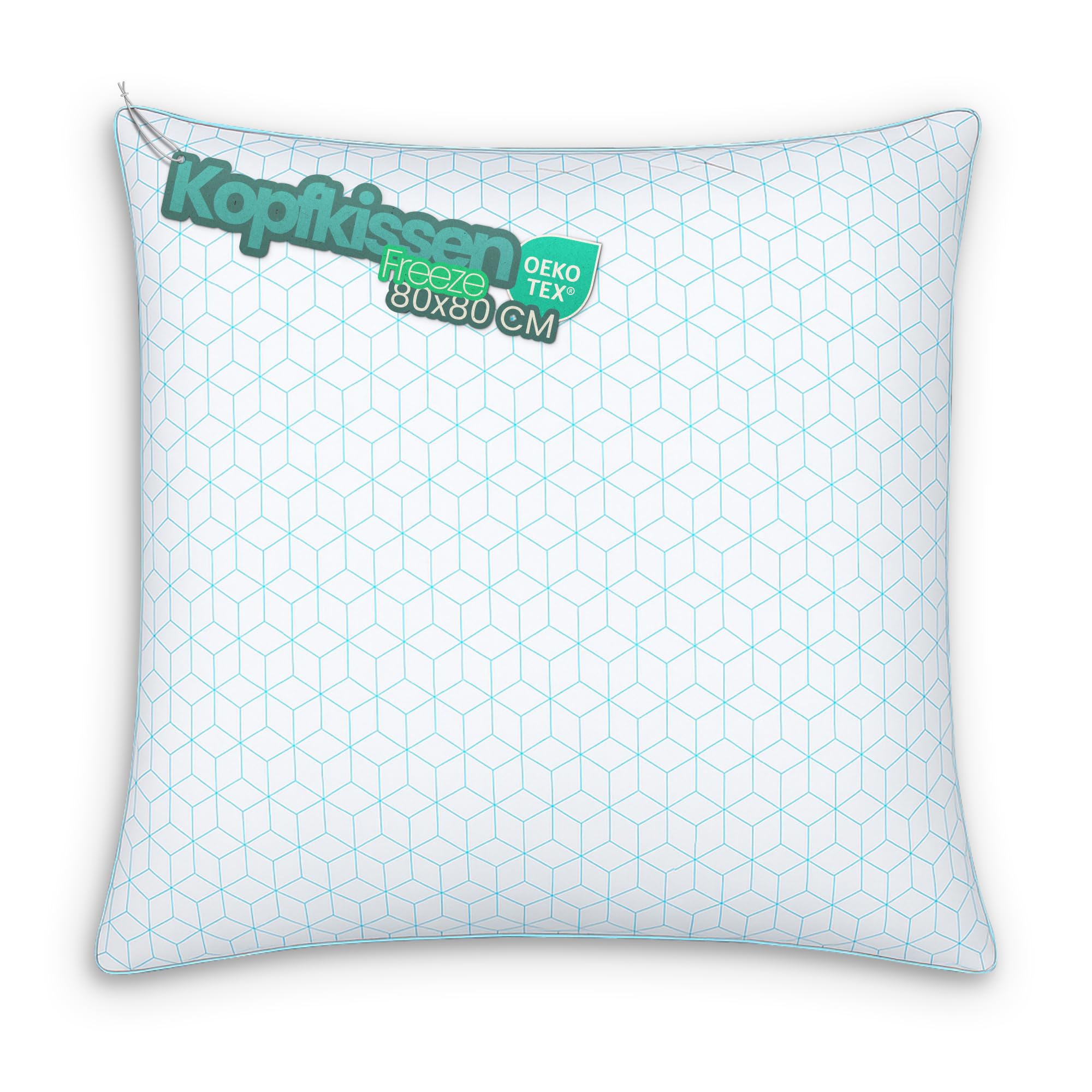 Bestlivings Kopfkissen Freeze Größe 80 x 80 cm, Kühlendes Kissen Oeko-TEX, Atmungsaktiv mit Kühl Effekt, Allergikerfreundlicher Baumwollbezug