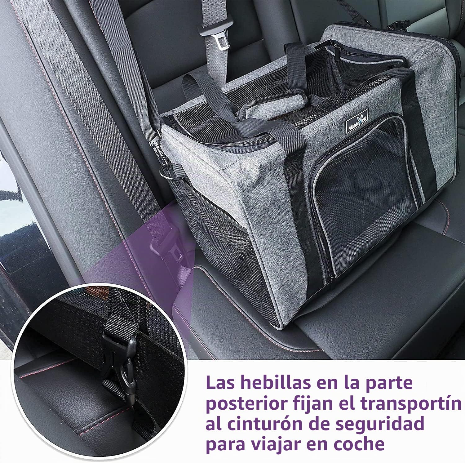 Wakytu Transportador de Mascotas Aprobado por la TSA para Gatos y Perros pequeños y medianos, Bolsa de Viaje para Perros con ventilación Adecuada, 5 Ventanas de Malla, 3 entradas, Cremalleras de