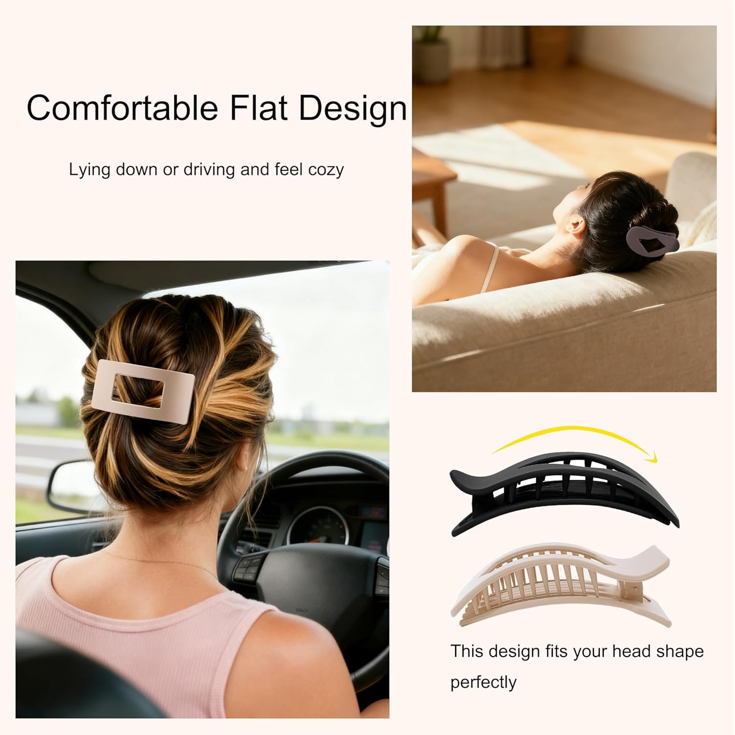 6 Pack Flat Hair Clips for Women,Large Claw Clips Strong Hold Hair Clips for for Thick & Thin Hair for Daily Styling - Image 2