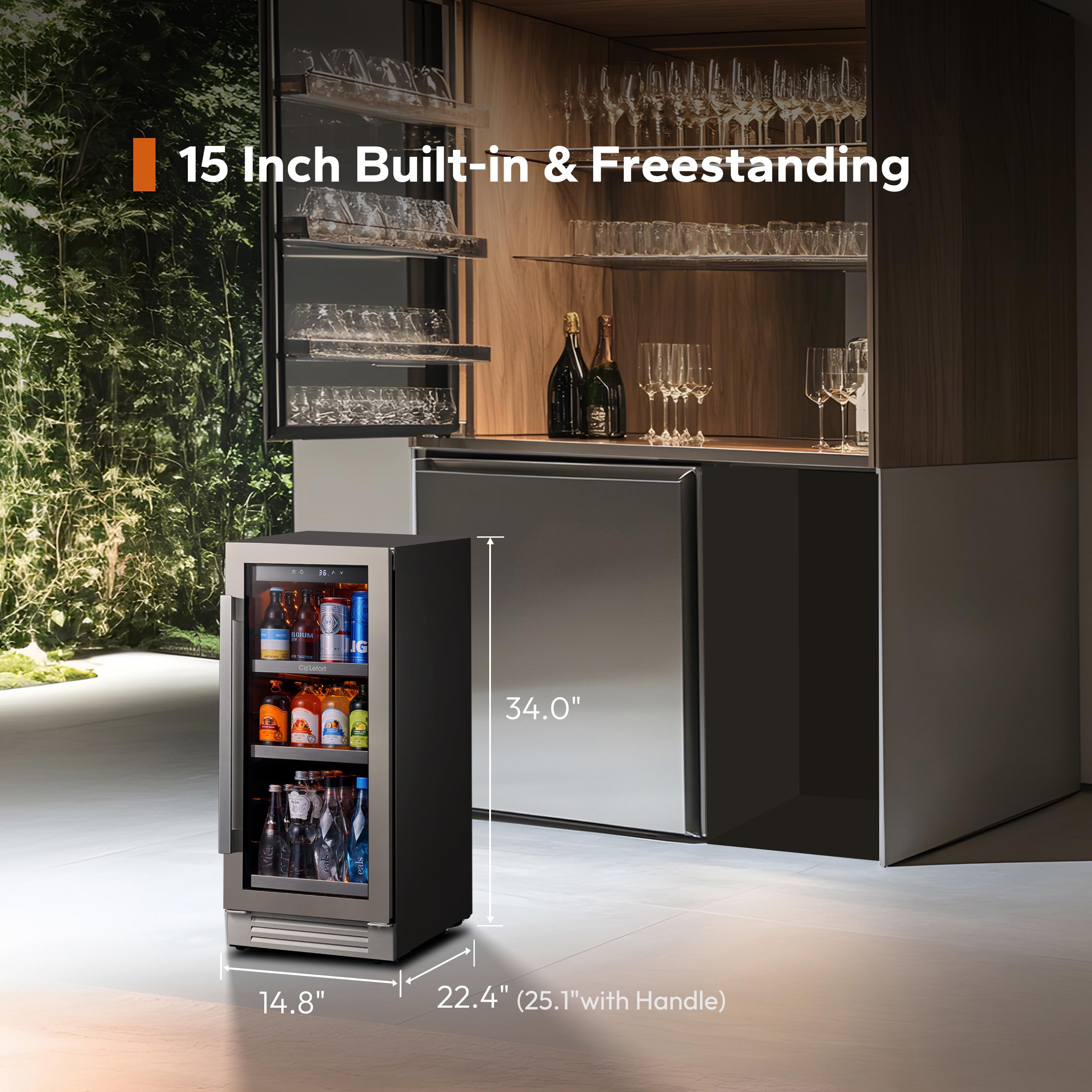 Ca'Lefort Beverage Refrigerator Cooler - 30 Inch 34-54°F Beverage Fridge Glass Door, Drink Fridge Glass Door 3 LED Beverage Cooler Built-In Or Freestanding, Perfect For Home/Kitchen(6.0 Cu.Ft) on Fridge.com - View 3