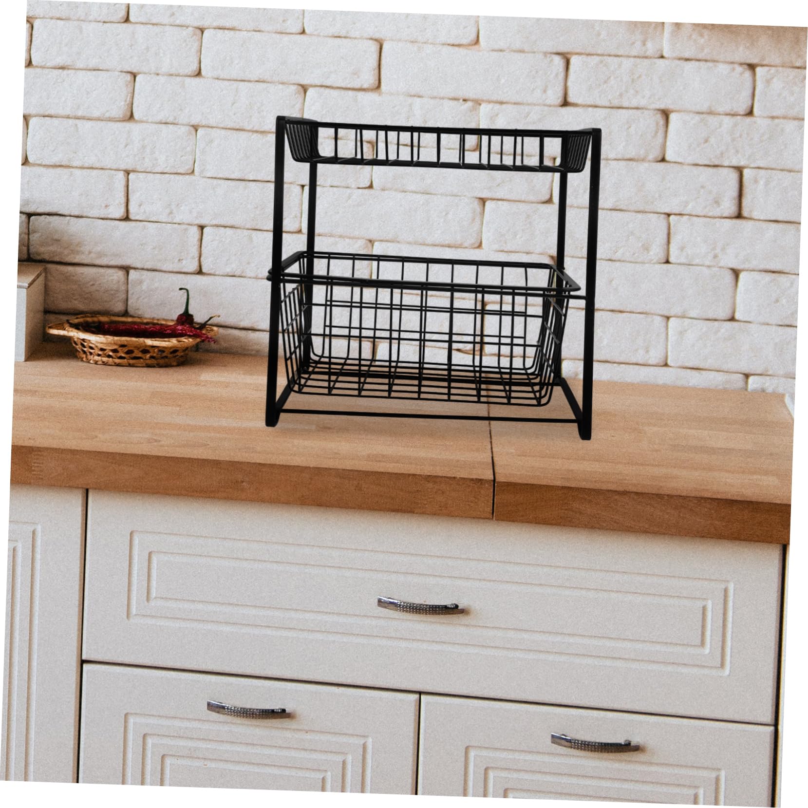 COLLBATH Organizador Extraíble de Hierro Negro de Dos Niveles para Lavabo | Diseño Ahorra Espacio, Apto para Cocina y Lavandería, Solución Robusta para Esenciales y Tocador