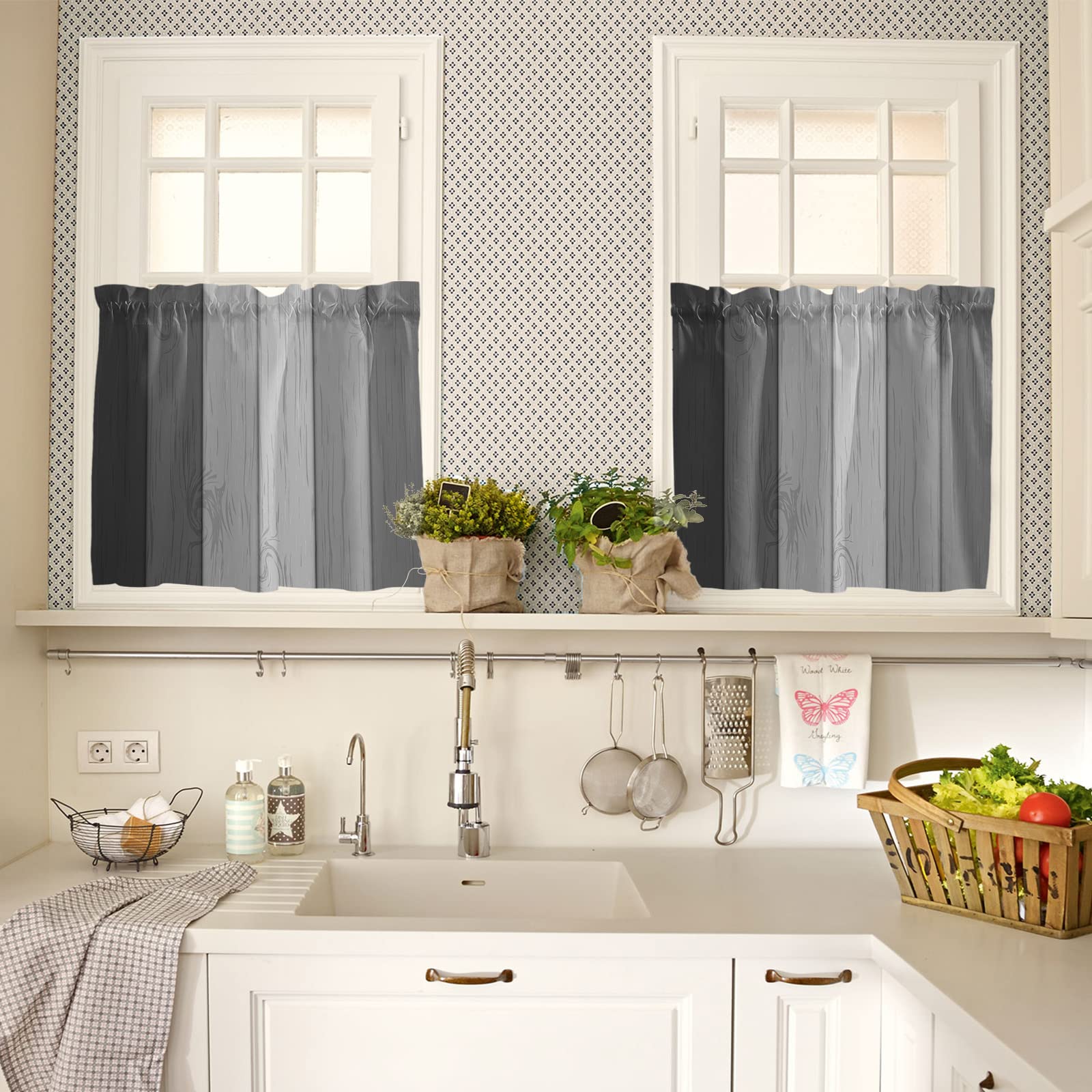 Black And Grey Kitchen Curtains