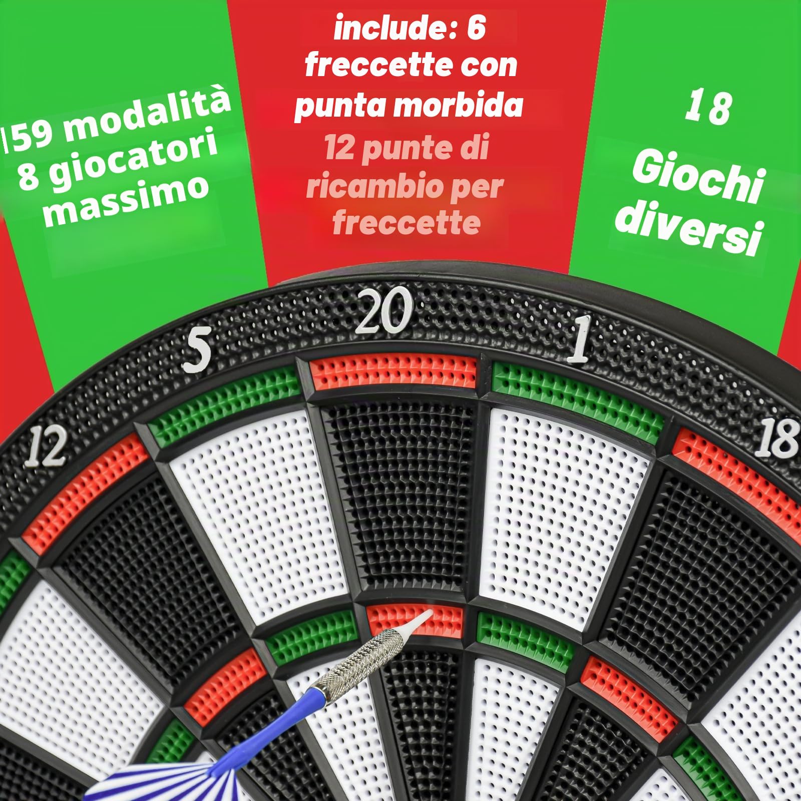 Diana elettroniche Surplex per adulti e bambini con display LED digitale e freccette con punta morbida, gioco di diana elettronica con punteggio automatico e 28 giochi, 159 modalità, adatto per feste