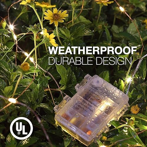 Miniatura 5 de Tenergy - Paquete de 2 series de luces de baterías, incluye 6 pilas AA, serie de 16.5 pies con 50 luces LED, control remoto, para exteriores, listo