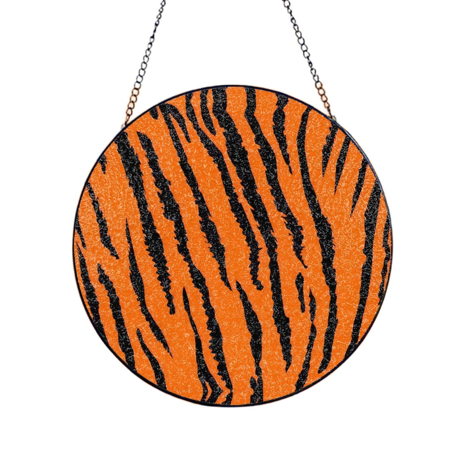Phayah Orange Tiger Leopard Print Glass Window Hanging Sun Catchers Suncatcher Decor For Birthday For Home Garden Porch 4in（10cm）