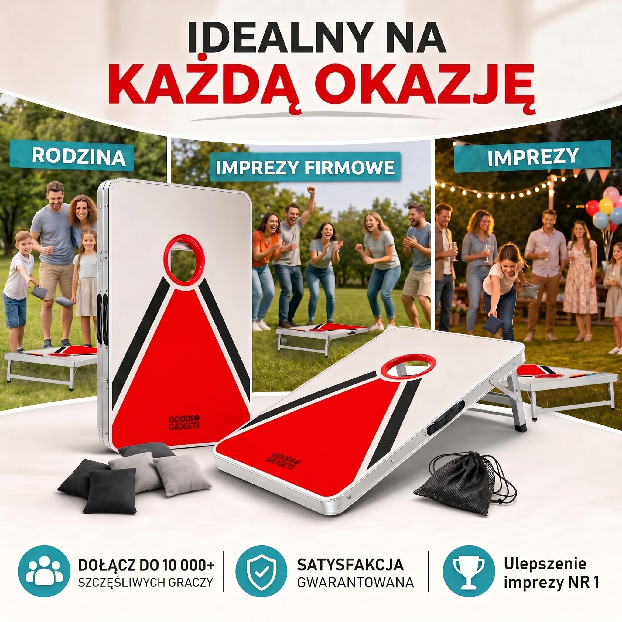 GOODS+GADGETS® Cornhole XXL – Gra Ogrodowa z 8 Workami
