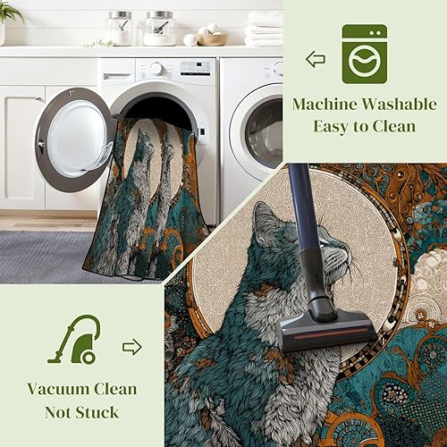 Miniatura 5 de Intricate 70s Retro Cat Art Kaleidoscope Mystical Area Rug Outdoor Patio Rug Play Mat Modern Floor Carpet Non-Slip Home Decor Living Room Kids