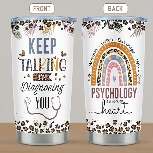 Miniatura 7 de Regalos de psicología Vaso 20oz, Regalos de salud mental para psicólogo escolar, psiquiatra, terapeuta, terapia, profesor de psicología