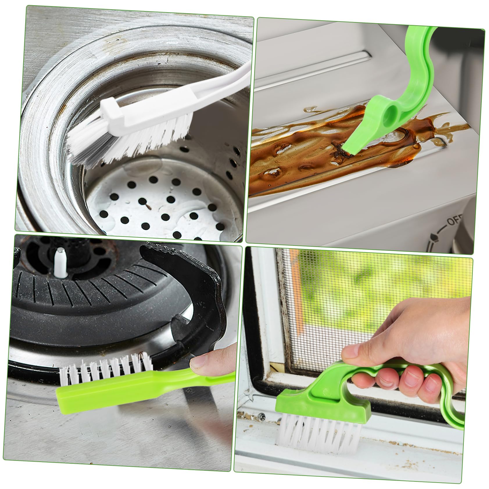 Cepillo Ranuras Ventanas y Cepillo para Fregar Grietas, de PP Mango Ergonómico, Duradero y Portátil para Limpieza del Hogar