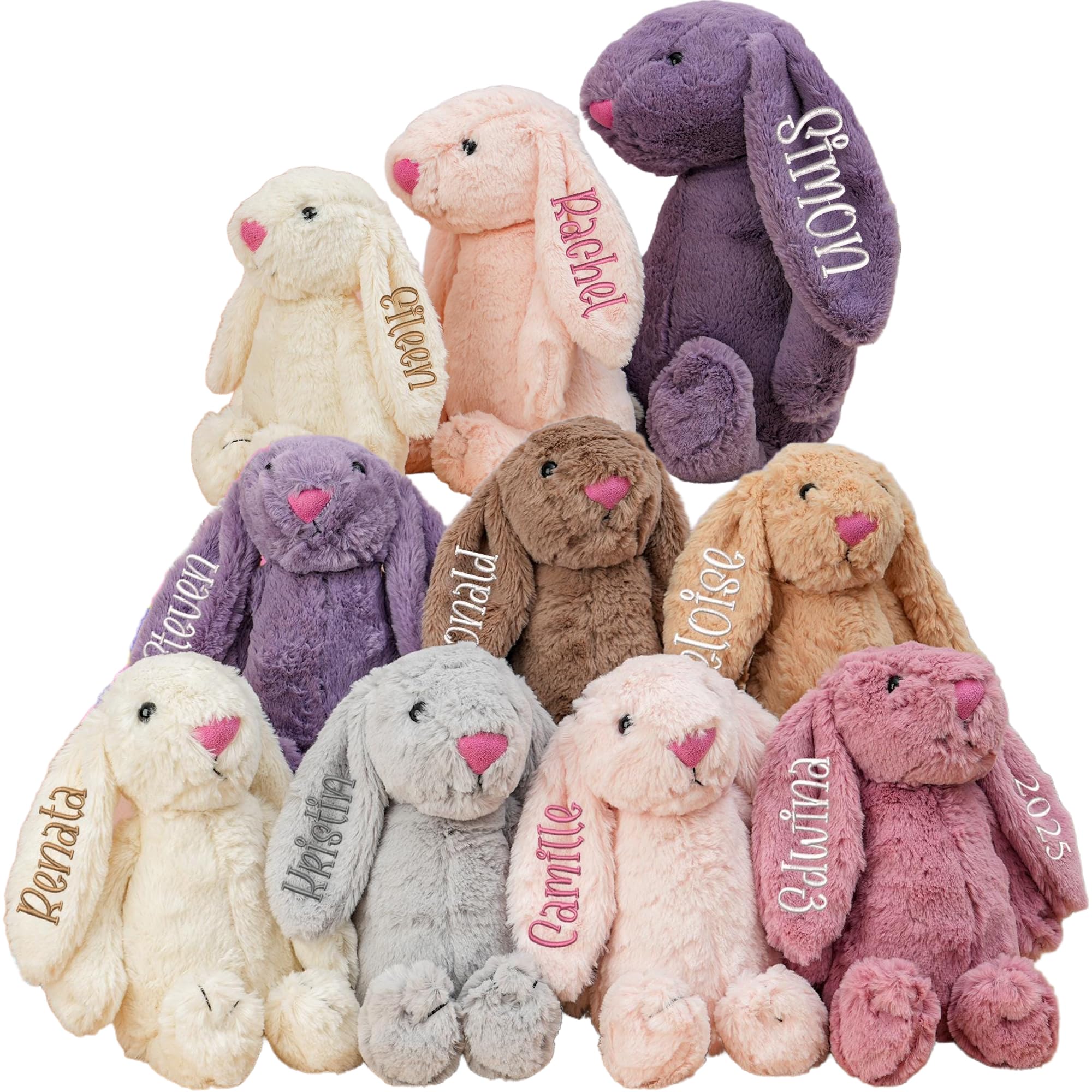 Personalised Easter Bunny Rabbit With Kids Name Embroidered Plush Bunny Rabbit Toy Stuffed Animal Easter Basket Essentials for Toddler Newborn Baby Gifts
