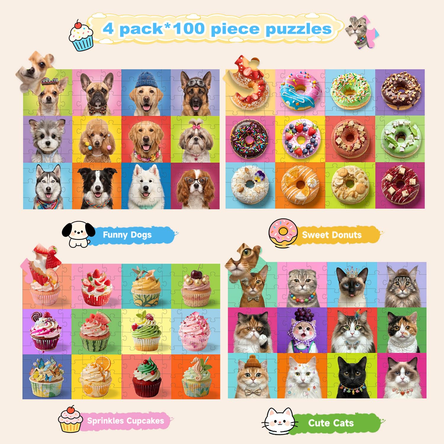 Kids Jigsaw Puzzles - Dogs, Cats & More! -2