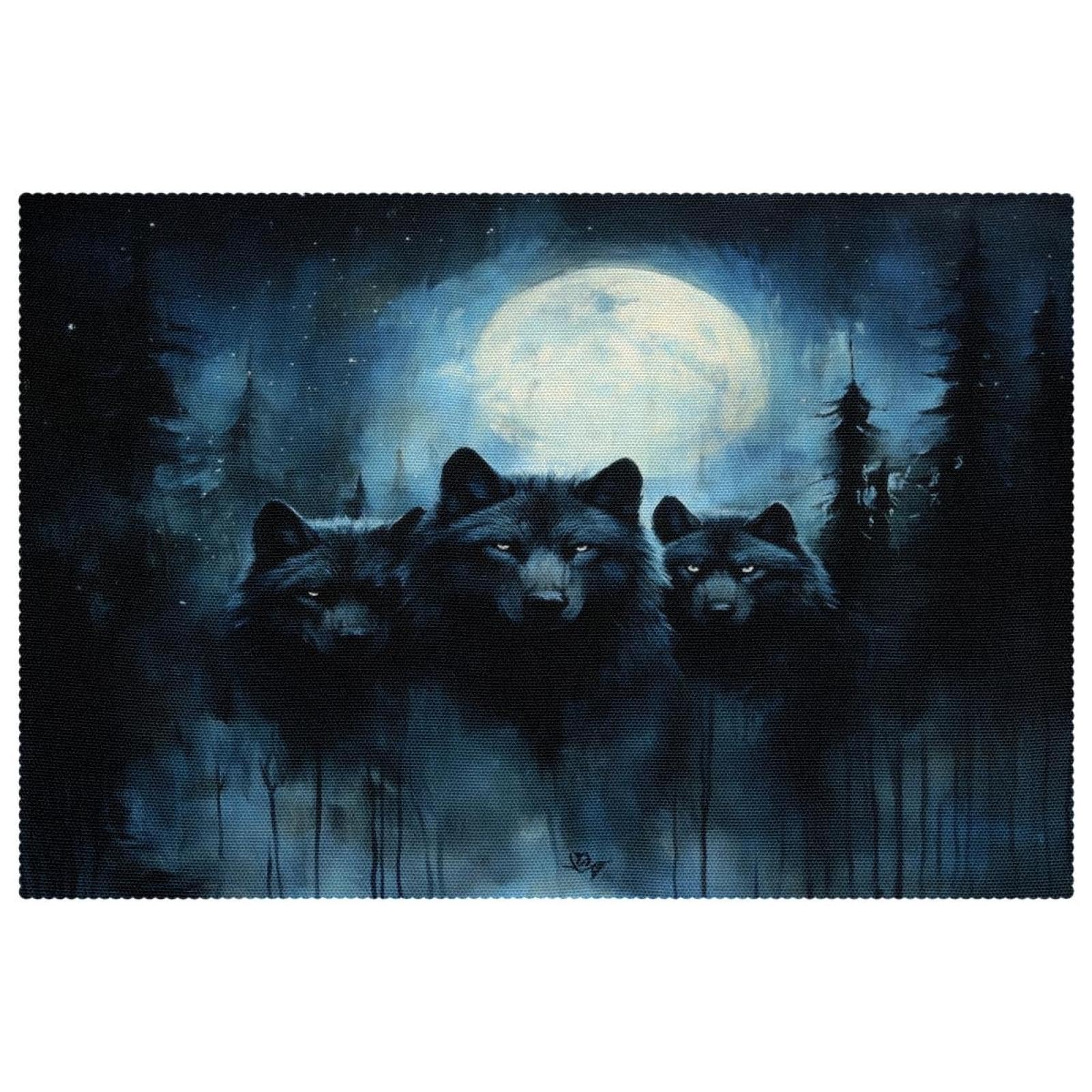 Sets de table antidérapants contre les rayures et la chaleur motif loups de la forêt x6