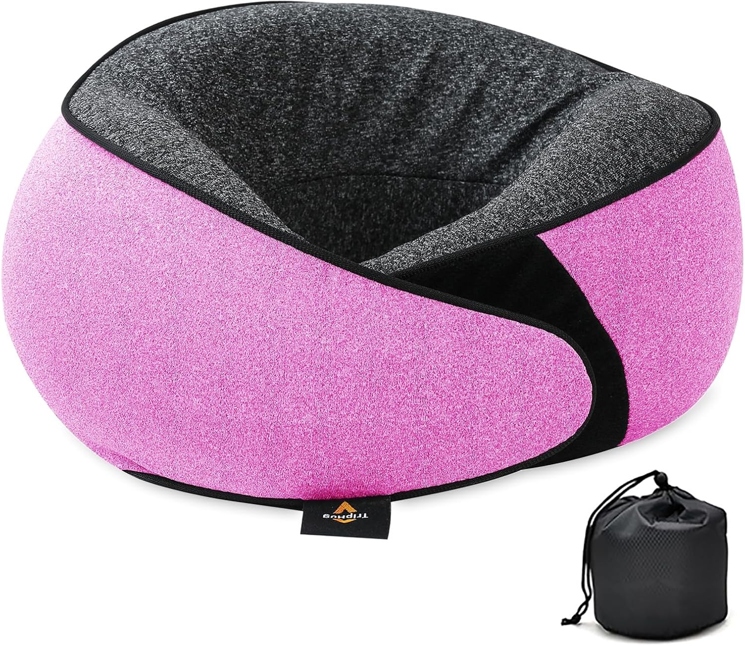 Travel Neck Pillow | Memory Foam Neck Pillow, New Portable U-Shaped Pillow with Neck Support, Washable Cover, Compact for Plane, Office, Bus, Train, Sofa, Nap–Includes Storage Bag – Pink