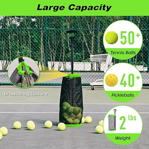 Miniatura 2 de Tolva de pelota de tenis ligera Capacidad para más de 50 pelotas de tenis o más de 40 pelotas de pickleball Recogedor de pelotas de tenis