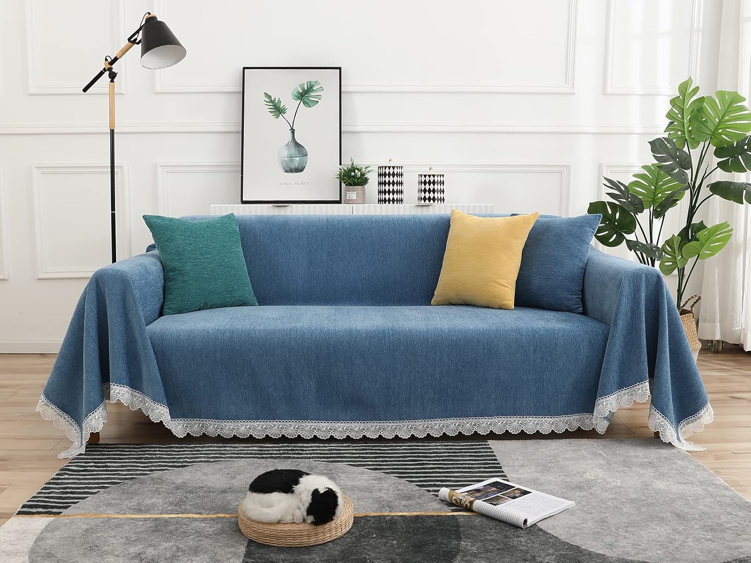 BESTDESIL Navy Blue Couch Covers, Chenille Couch Covers for