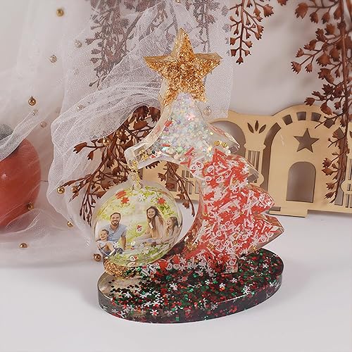 Miniatura 4 de Moldes de resina para marco de fotos, marco de fotos grande para árbol de Navidad, moldes de silicona con purpurina de arcilla navideña para