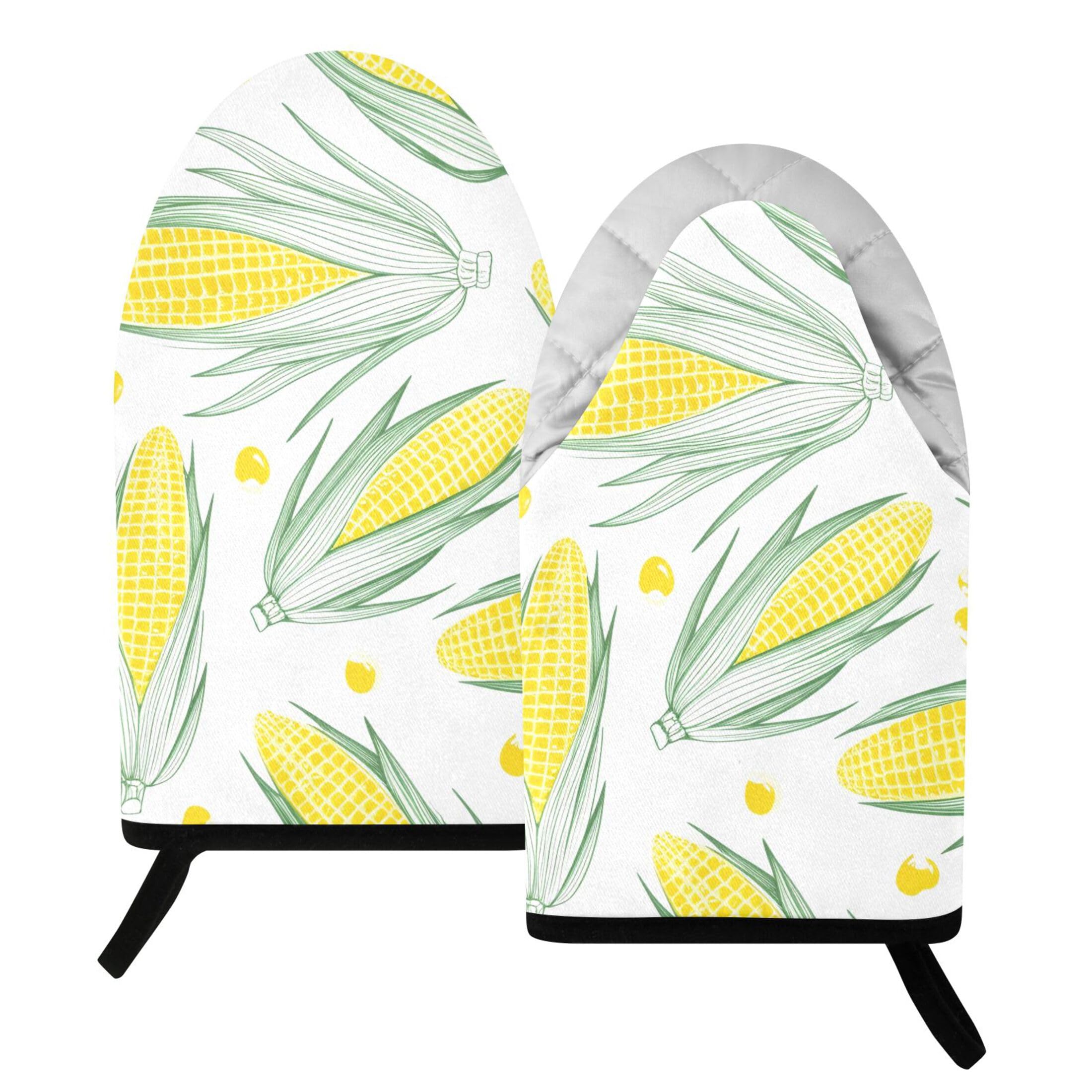 Kutsu Corn Cobs Oven Mitts for Kitchen, Heat Resistant Cotton Oven Gloves for BBQ Baking Cooking, Breathable Kitchen Essentials, 2 pcs